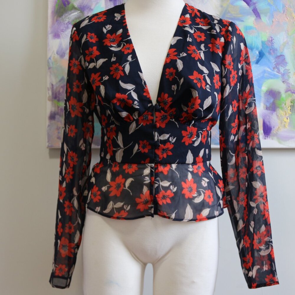 Finders Keepers | Finders Keepers Long Sleeve Floral Top in Navy Floral